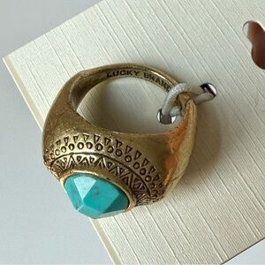 NWT Lucky Brand Turquoise and Gold Ring